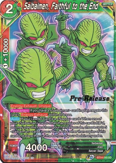 Saibaimen, Faithful to the End (BT14-145) [Cross Spirits Prerelease Promos] | Odin's Place