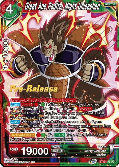 Great Ape Raditz, Might Unleashed (BT15-145) [Saiyan Showdown Prerelease Promos] | Odin's Place