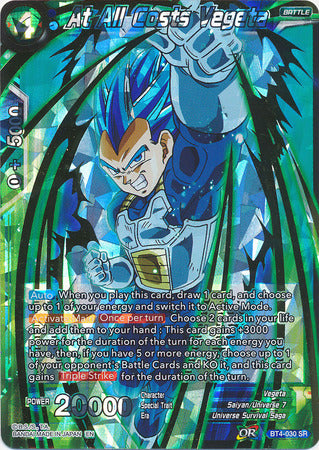 At All Costs Vegeta (Shatterfoil) (BT4-030) [Dragon Brawl] | Odin's Place