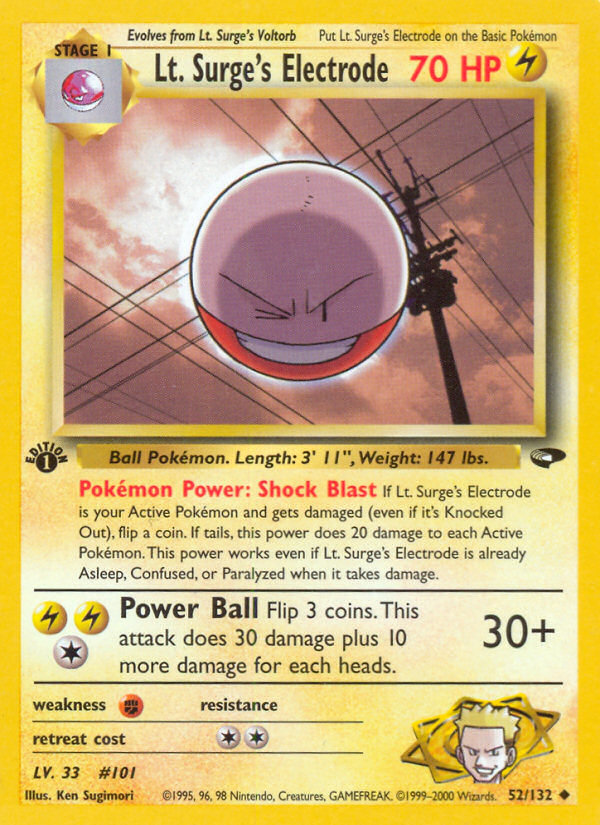 Lt. Surge's Electrode (52/132) [Gym Challenge 1st Edition] | Odin's Place