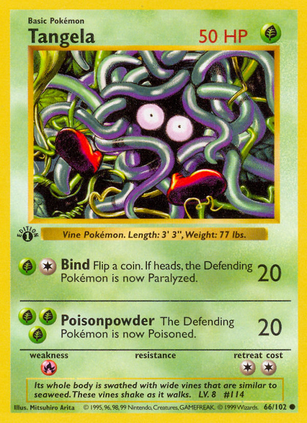 Tangela (66/102) (Shadowless) [Base Set 1st Edition] | Odin's Place