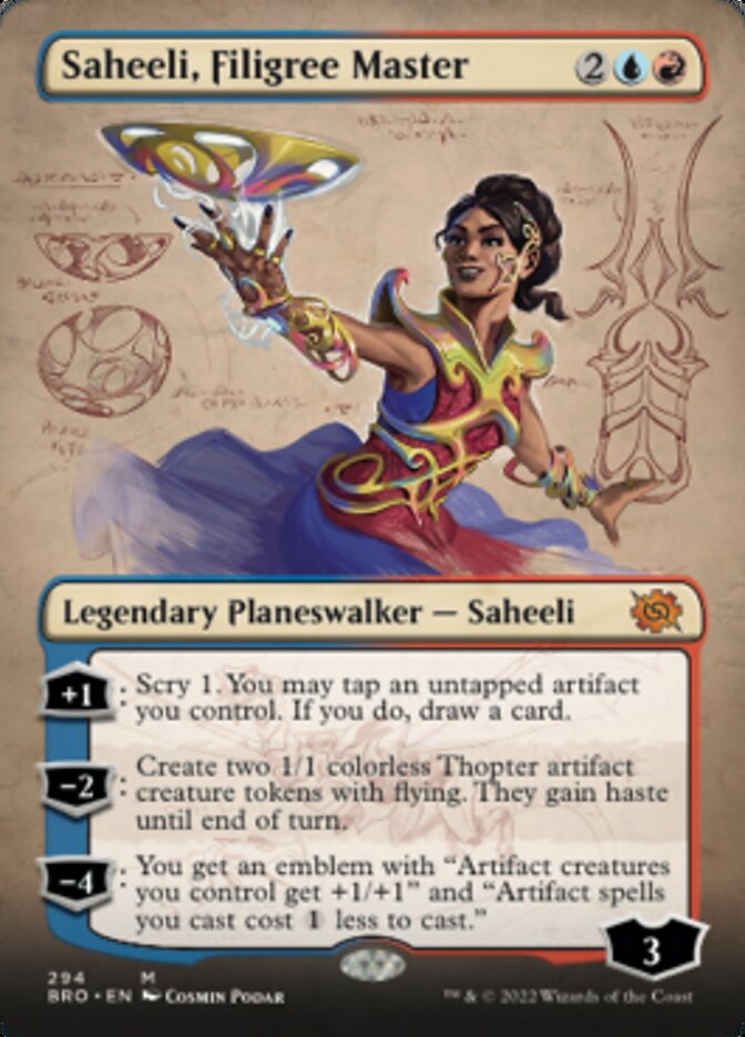 Saheeli, Filigree Master (Borderless Alternate Art) [The Brothers' War] | Odin's Place