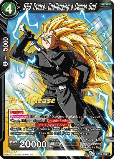 SS3 Trunks, Challenging a Demon God (BT16-108) [Realm of the Gods Prerelease Promos] | Odin's Place