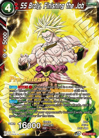 SS Broly, Finishing the Job (BT15-020) [Saiyan Showdown Prerelease Promos] | Odin's Place