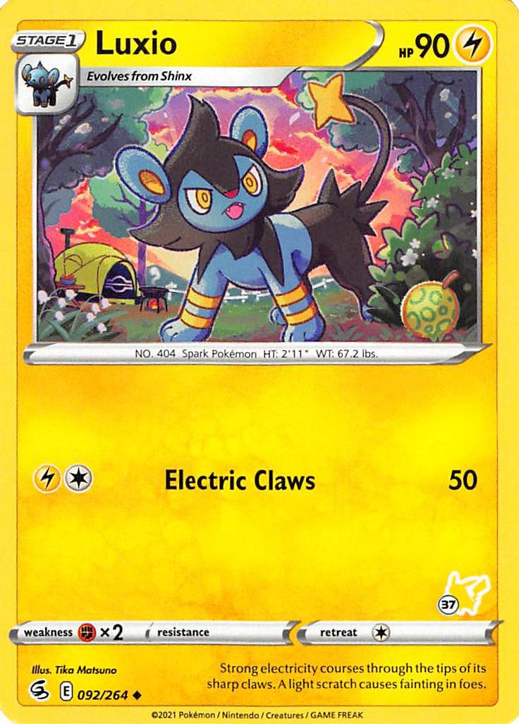 Luxio (092/264) (Pikachu Stamp #37) [Battle Academy 2022] | Odin's Place