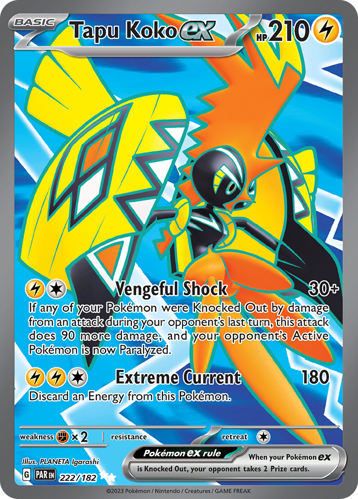 Tapu Koko ex (222/182) [Scarlet & Violet: Paradox Rift] | Odin's Place