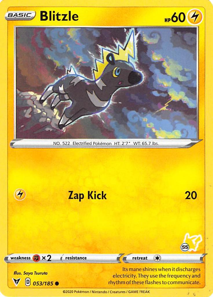 Blitzle (053/185) (Pikachu Stamp #55) [Battle Academy 2022] | Odin's Place