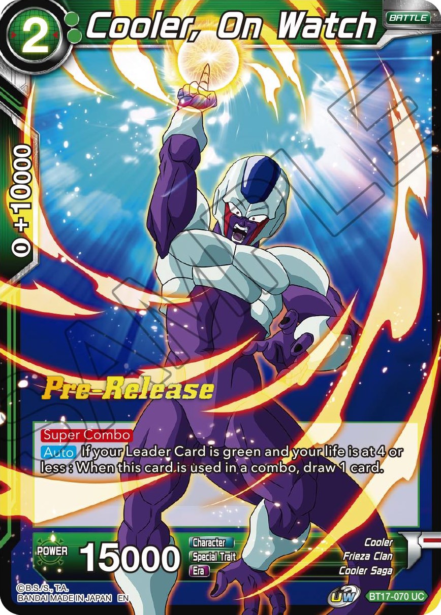 Cooler, On Watch (BT17-070) [Ultimate Squad Prerelease Promos] | Odin's Place