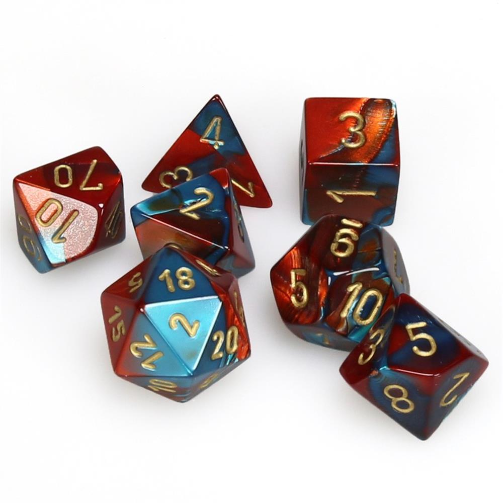Chessex Gemini Red and Teal with Gold Poly 7 Set | Odin's Place
