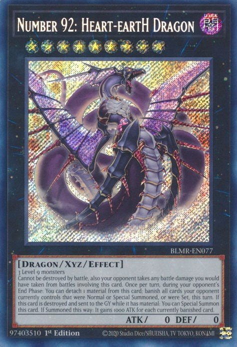 Number 92: Heart-eartH Dragon [BLMR-EN077] Secret Rare | Odin's Place