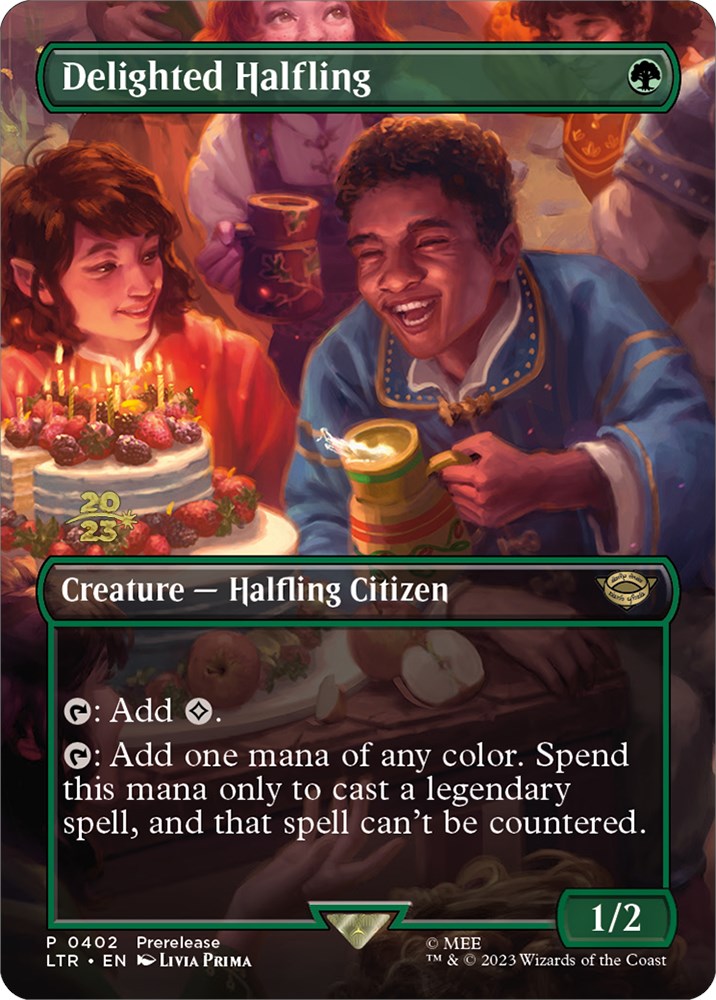 Delighted Halfling (402) [The Lord of the Rings: Tales of Middle-Earth Prerelease Promos] | Odin's Place