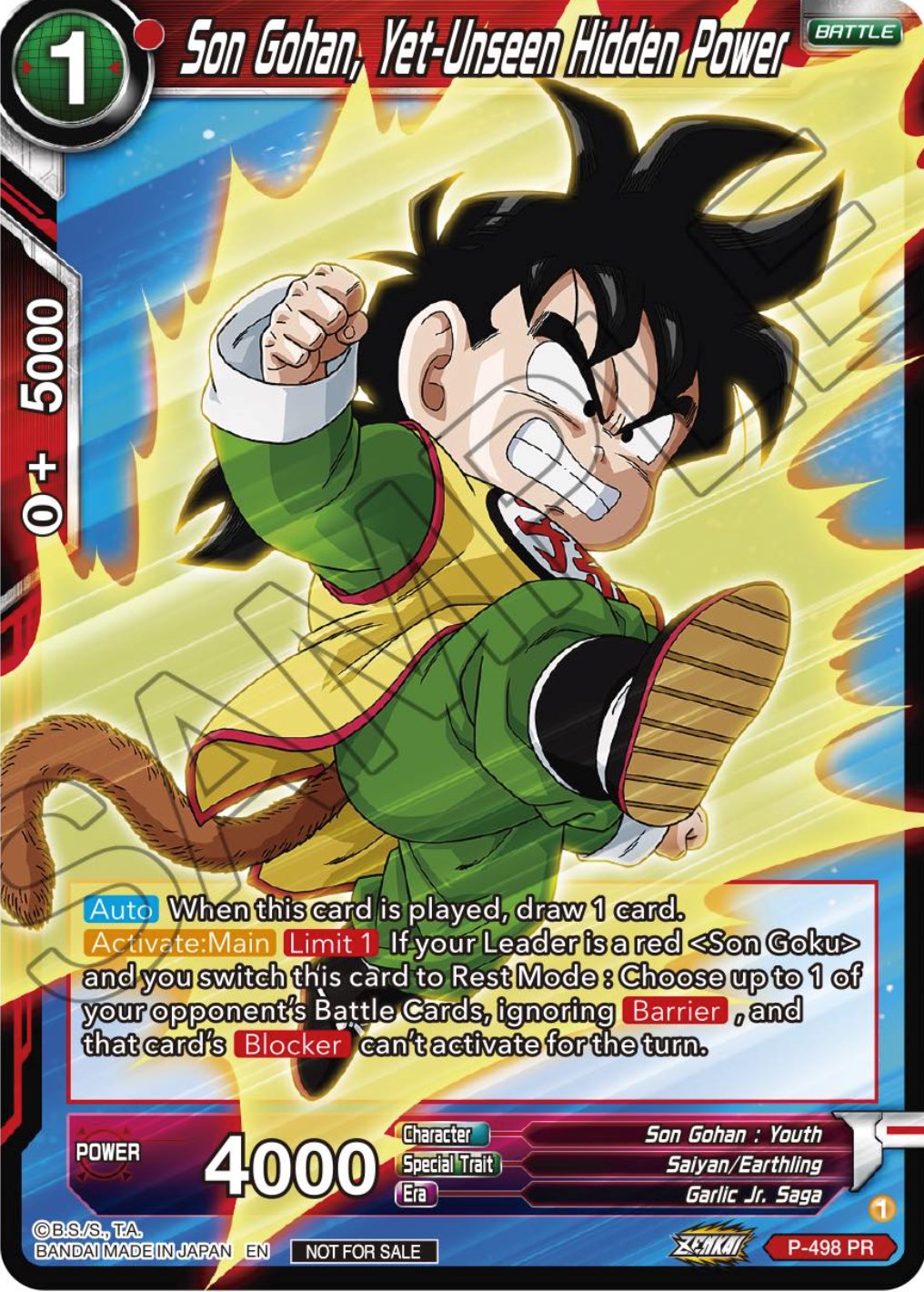 Son Gohan, Yet-Unseen Hidden Power (Zenkai Series Tournament Pack Vol.4) (P-498) [Tournament Promotion Cards] | Odin's Place