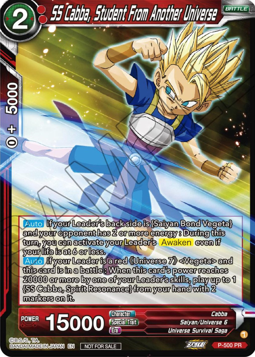 SS Cabba, Student From Another Universe (Zenkai Series Tournament Pack Vol.4) (P-500) [Tournament Promotion Cards] | Odin's Place