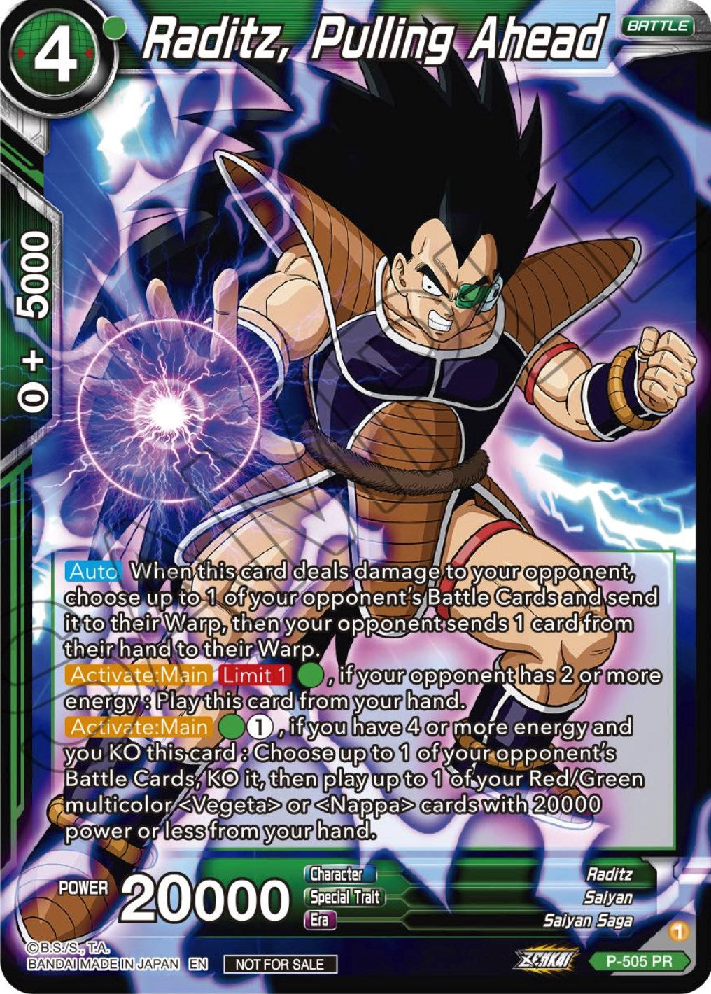 Raditz, Pulling Ahead (Zenkai Series Tournament Pack Vol.4) (P-505) [Tournament Promotion Cards] | Odin's Place