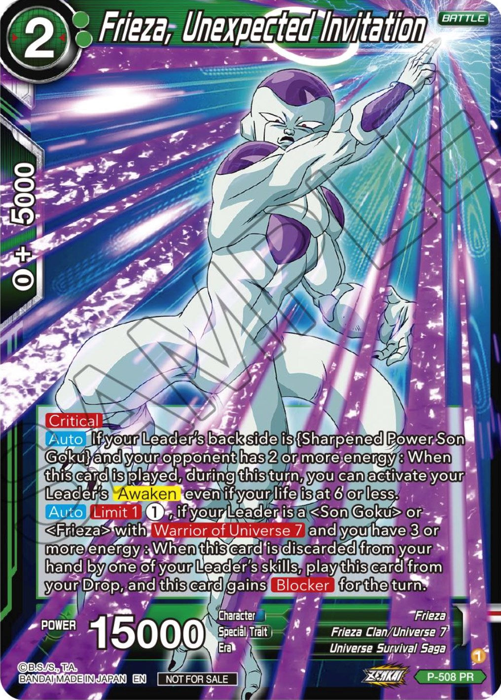 Frieza, Unexpected Invitation (Zenkai Series Tournament Pack Vol.4) (P-508) [Tournament Promotion Cards] | Odin's Place