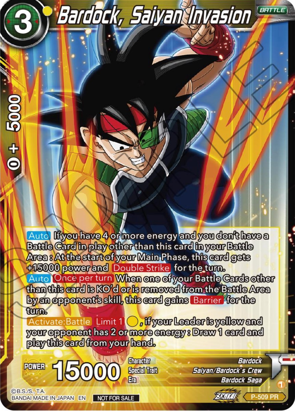 Bardock, Saiyan Invasion (Zenkai Series Tournament Pack Vol.4) (P-509) [Tournament Promotion Cards] | Odin's Place