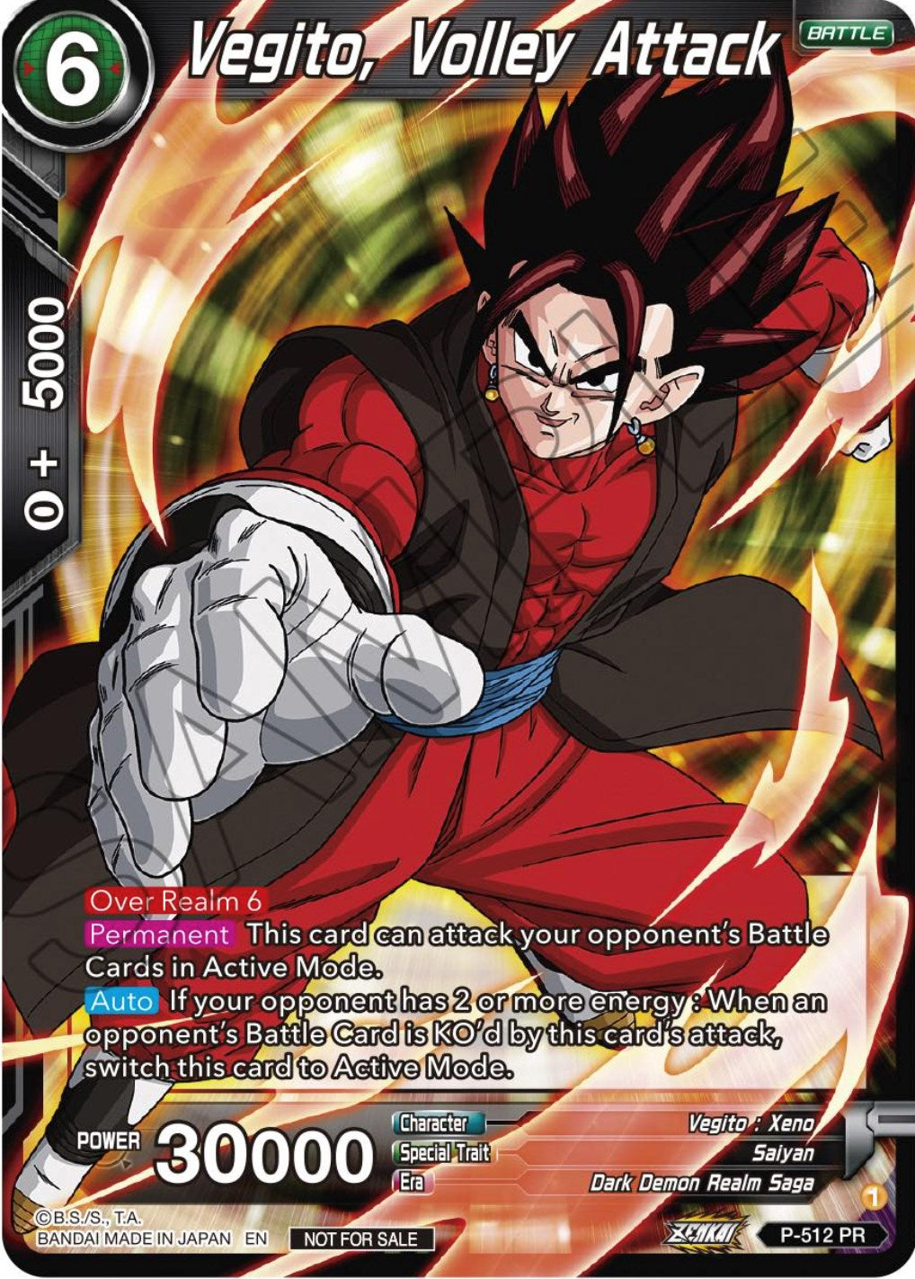 Vegito, Volley Attack (Zenkai Series Tournament Pack Vol.4) (P-512) [Tournament Promotion Cards] | Odin's Place