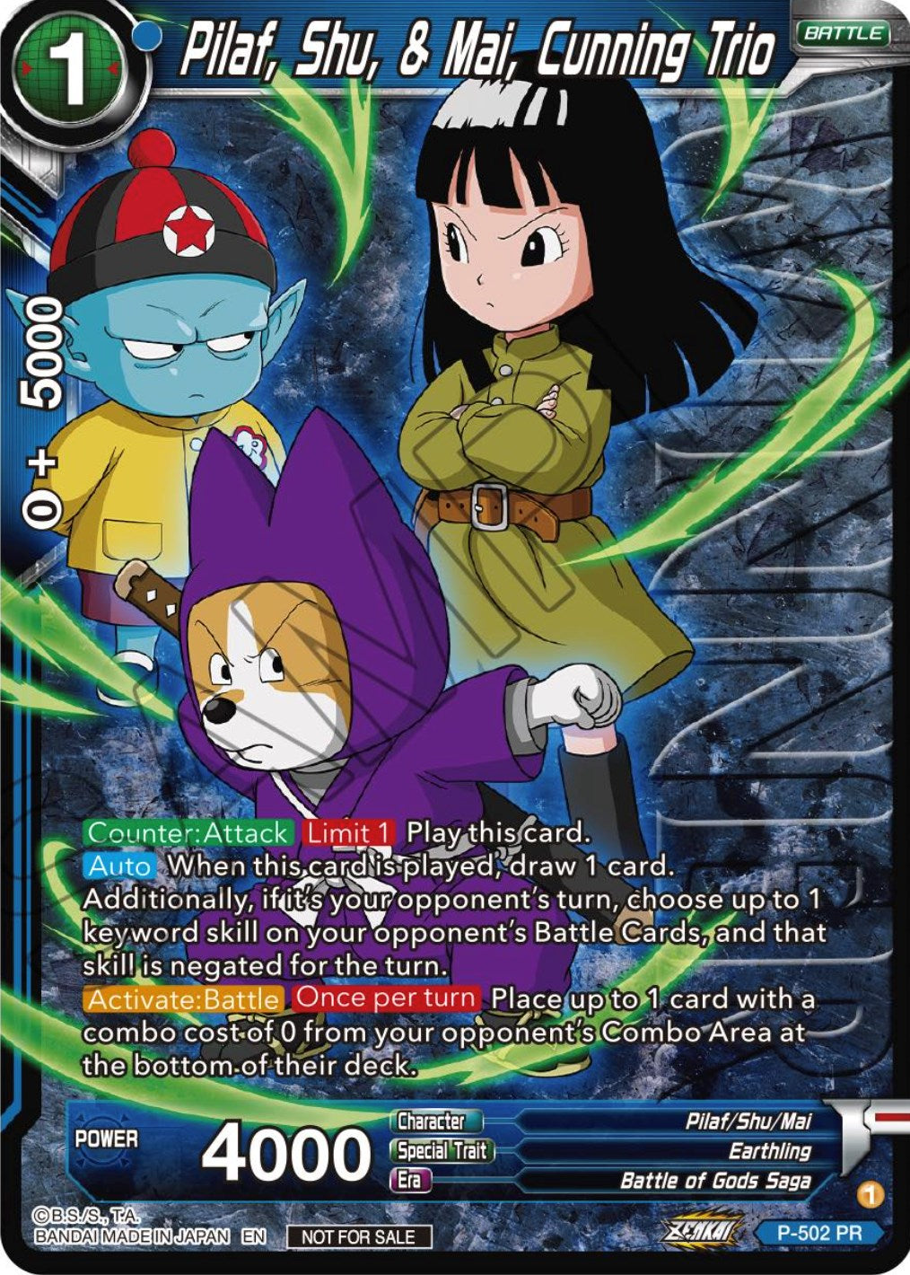 Pilaf, Shu, & Mai, Cunning Trio (Zenkai Series Tournament Pack Vol.4 Winner) (P-502) [Tournament Promotion Cards] | Odin's Place
