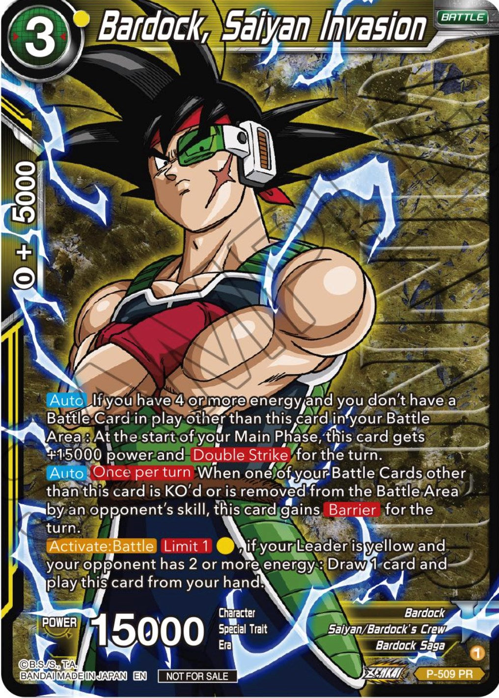 Bardock, Saiyan Invasion (Zenkai Series Tournament Pack Vol.4 Winner) (P-509) [Tournament Promotion Cards] | Odin's Place