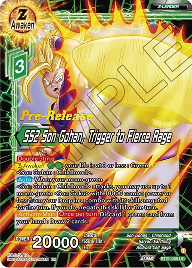 SS2 Son Gohan, Trigger to Fierce Rage (BT21-069) [Wild Resurgence Pre-Release Cards] | Odin's Place