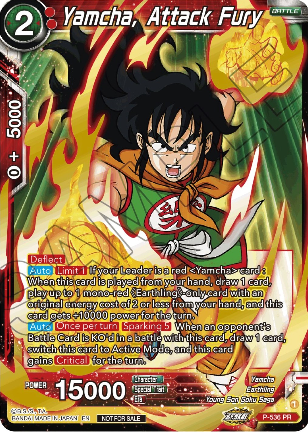 Yamcha, Attack Fury (Championship Selection Pack 2023 Vol.2) (Gold-Stamped Silver Foil) (P-536) [Tournament Promotion Cards] | Odin's Place