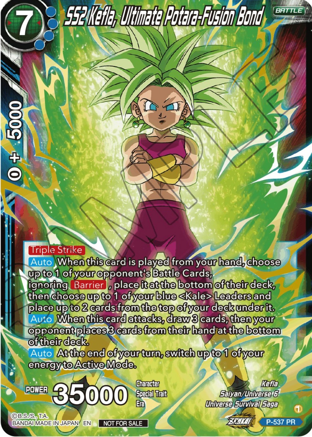 SS2 Kefla, Ultimate Potara-Fusion Bond (Championship Selection Pack 2023 Vol.2) (Gold-Stamped Silver Foil) (P-537) [Tournament Promotion Cards] | Odin's Place