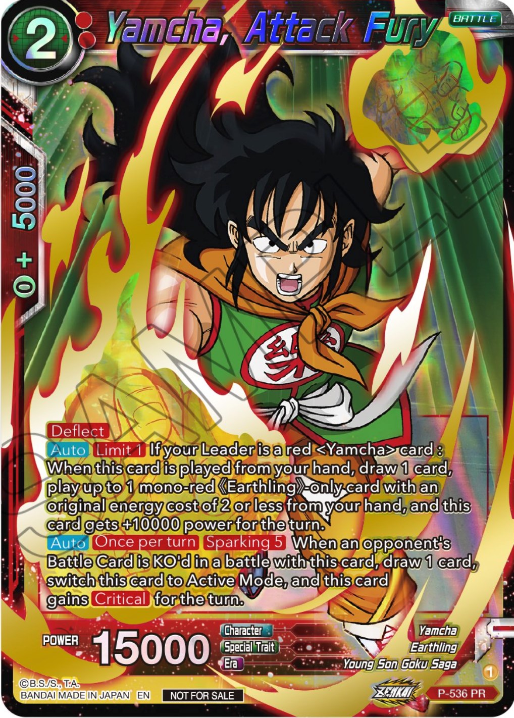 Yamcha, Attack Fury (Championship Selection Pack 2023 Vol.2) (Gold-Stamped Shatterfoil) (P-536) [Tournament Promotion Cards] | Odin's Place