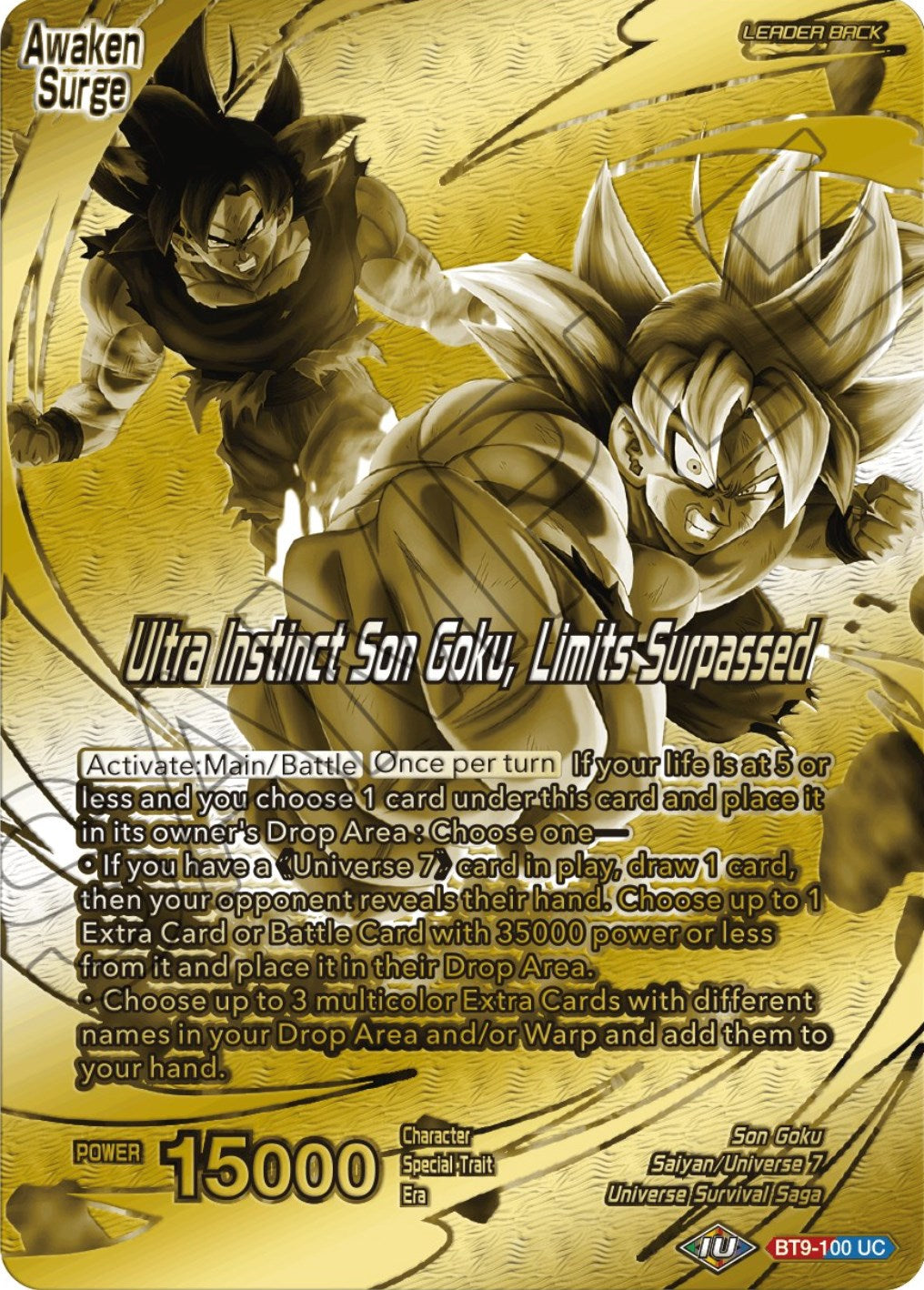 Son Goku // Ultra Instinct Son Goku, Limits Surpassed (Championship 2023 Golden Card Vol.2, Version 1) (BT9-100) [Tournament Promotion Cards] | Odin's Place