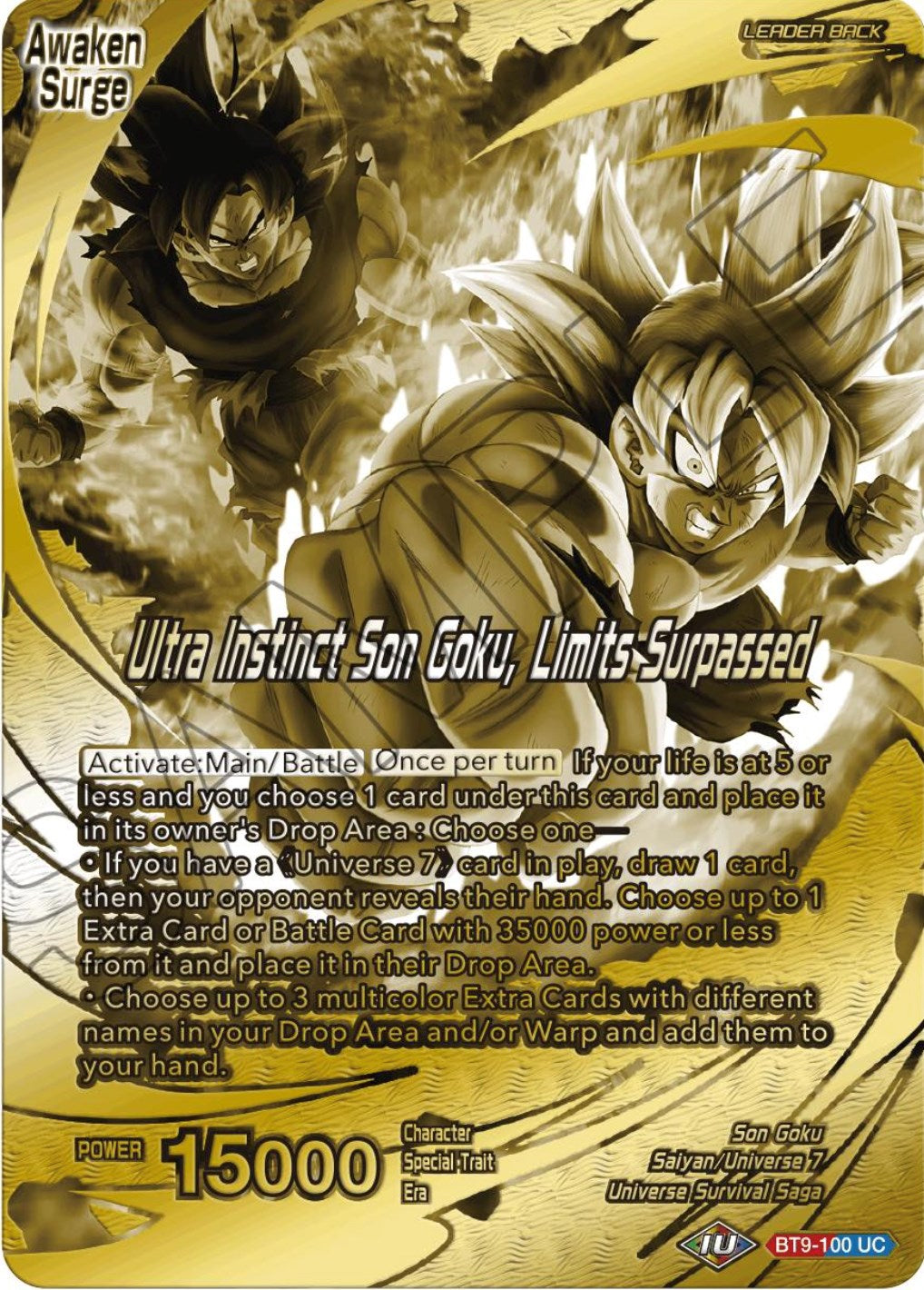 Son Goku // Ultra Instinct Son Goku, Limits Surpassed (Championship 2023 Golden Card Vol.2, Version 2) (BT9-100) [Tournament Promotion Cards] | Odin's Place