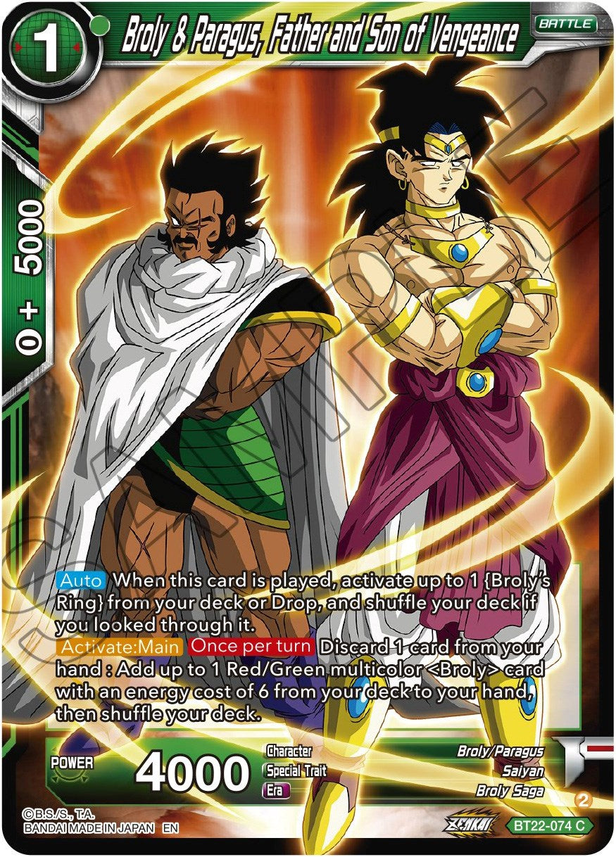 Broly & Paragus, Father and Son of Vengeance (BT22-074) [Critical Blow] | Odin's Place