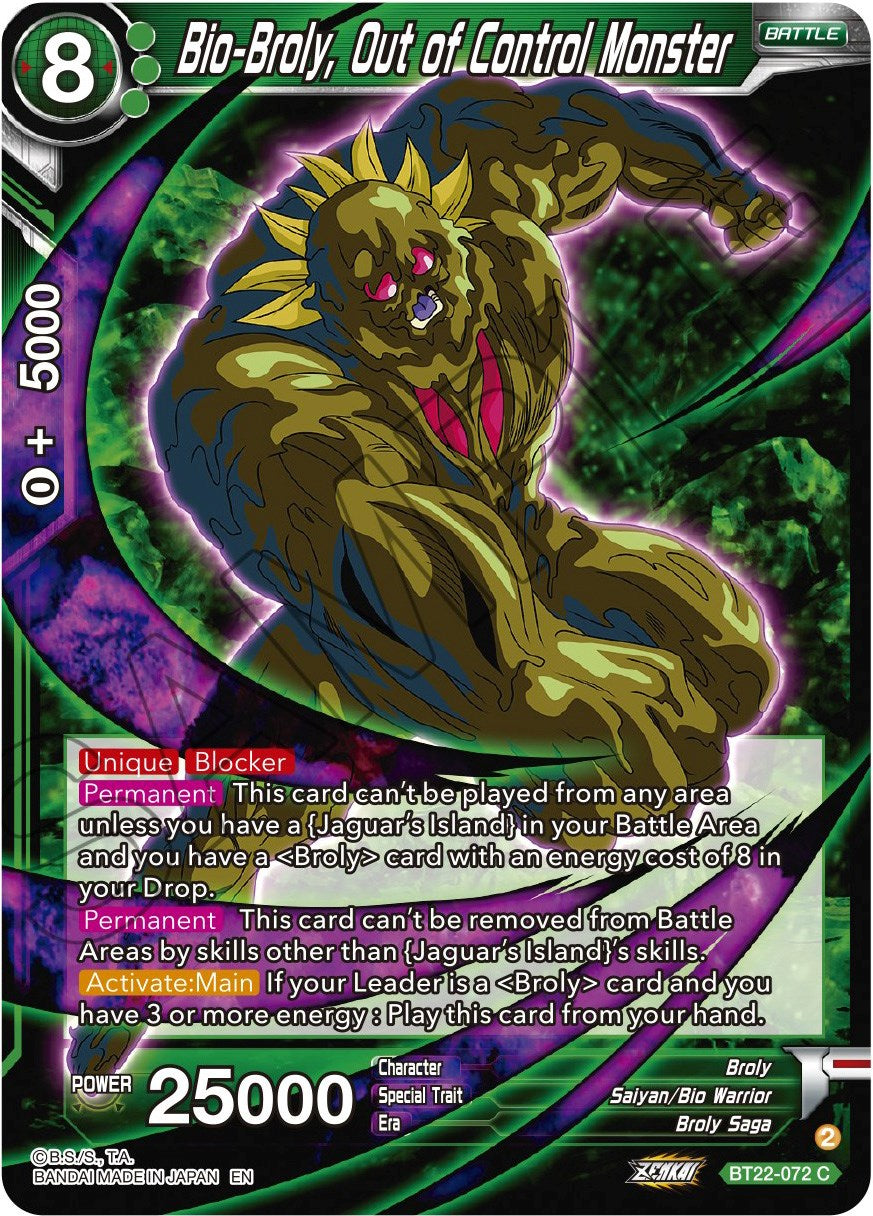Bio-Broly, Out of Control Monster (BT22-072) [Critical Blow] | Odin's Place