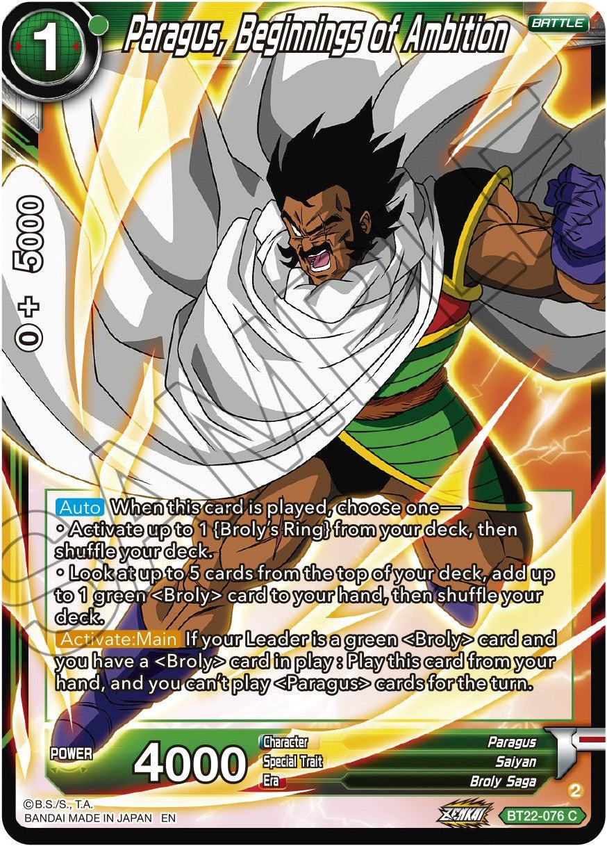 Paragus, Beginnings of Ambition (BT22-076) [Critical Blow] | Odin's Place