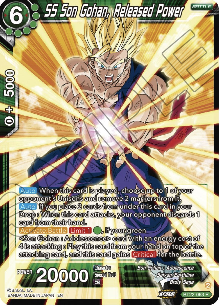 SS Son Gohan, Released Power (BT22-063) [Critical Blow] | Odin's Place