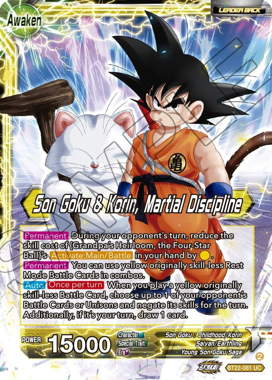 Son Goku // Son Goku & Korin, Martial Discipline (BT22-081) [Critical Blow] | Odin's Place