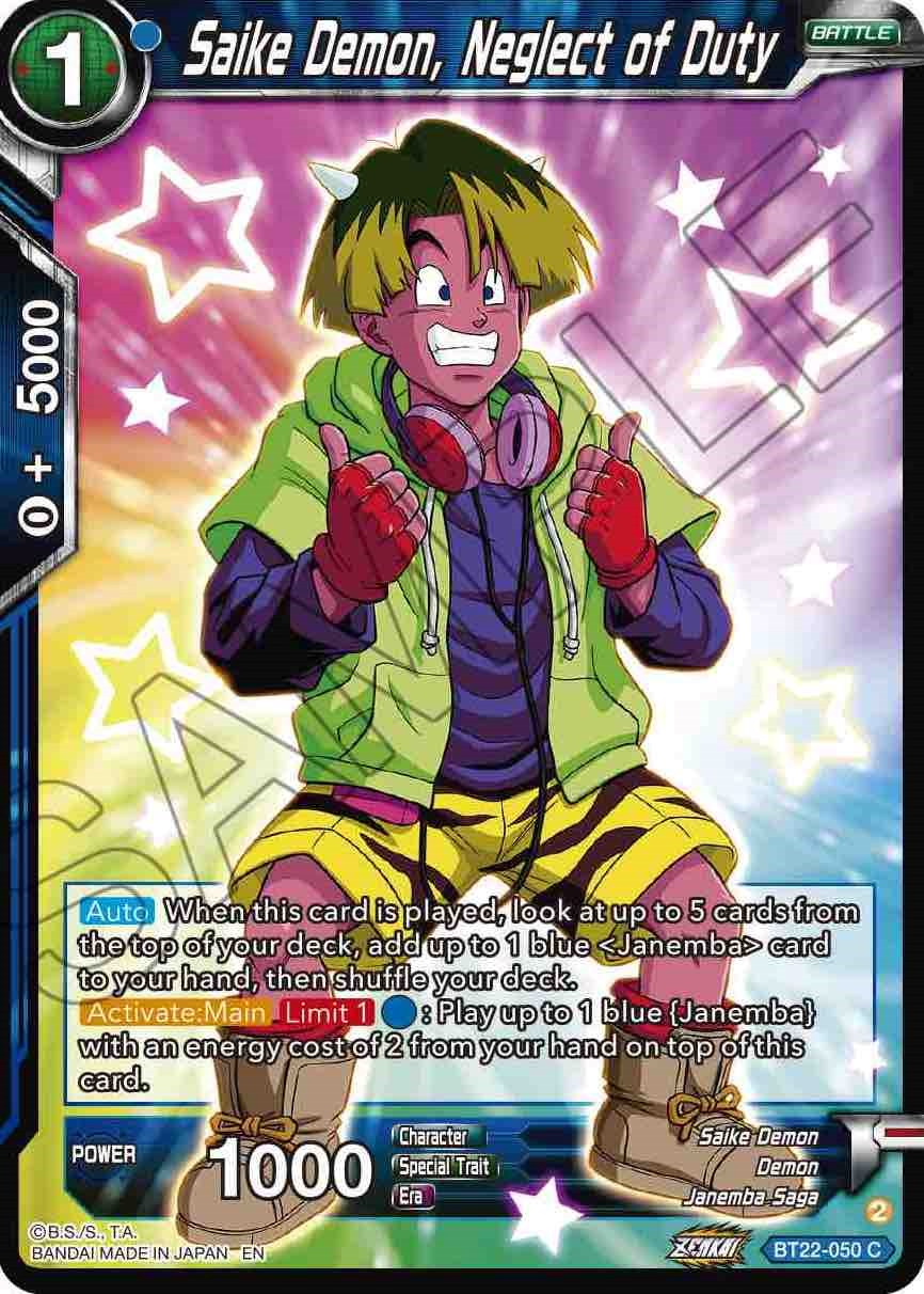 Saike Demon, Neglect of Duty (BT22-050) [Critical Blow] | Odin's Place