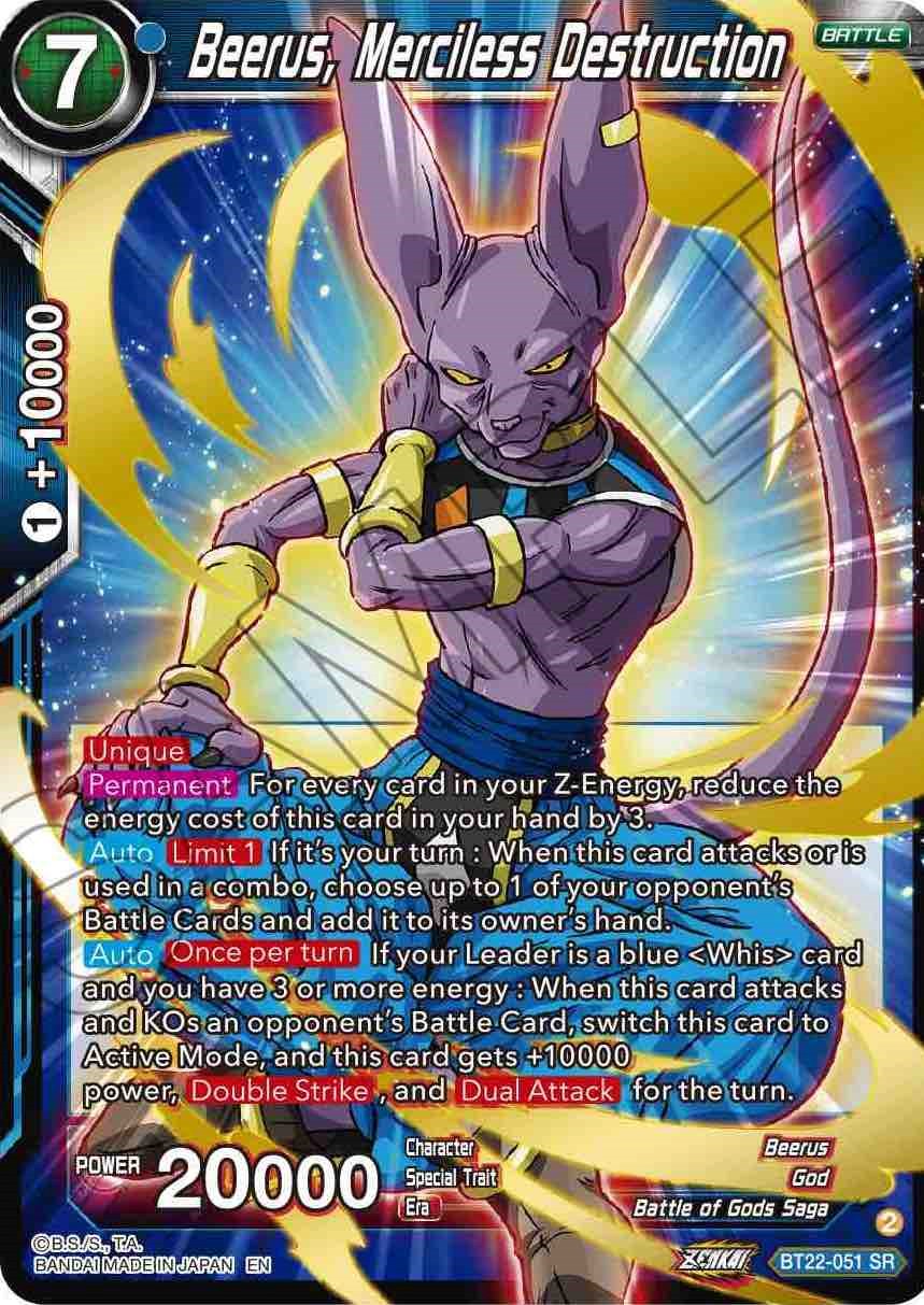 Beerus, Merciless Destruction (BT22-051) [Critical Blow] | Odin's Place