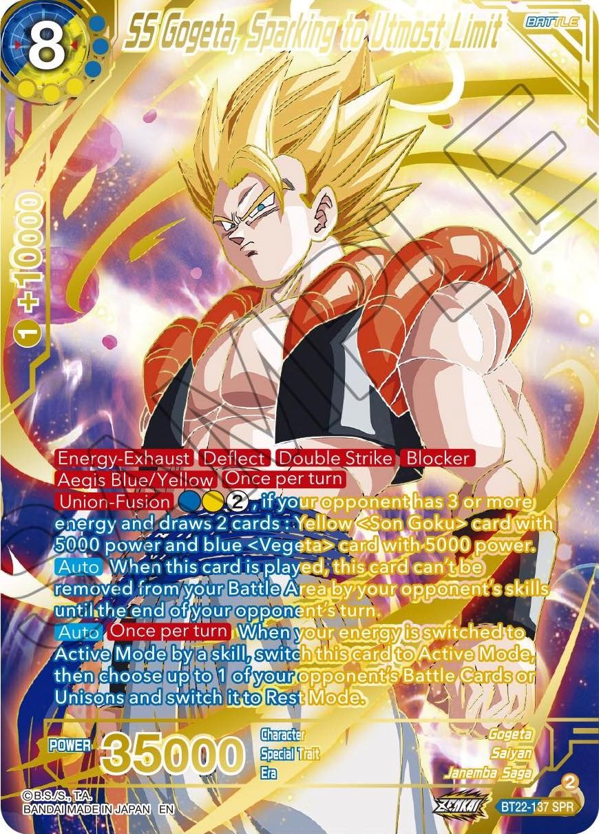 SS Gogeta, Sparking to Utmost Limit (SPR) (BT22-137) [Critical Blow] | Odin's Place