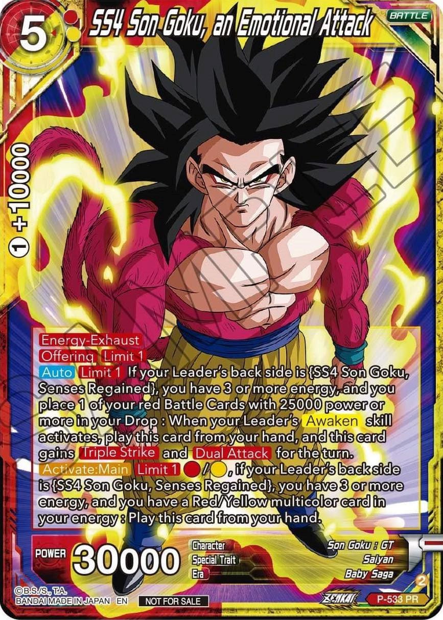 SS4, Son Goku, an Emotional Attack (Zenkai Series Tournament Pack Vol.5) (P-533) [Tournament Promotion Cards] | Odin's Place