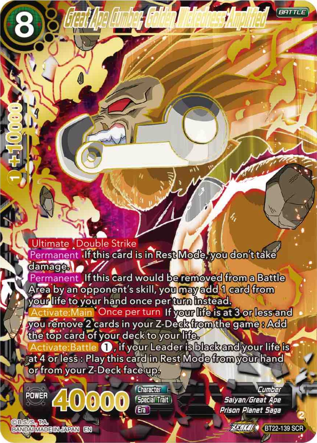 Great Ape Cumber, Golden Wickedness Amplified (BT22-139) [Critical Blow] | Odin's Place