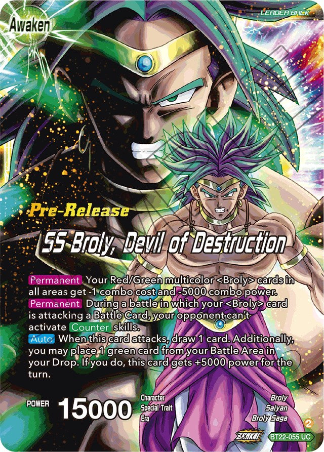 Broly & Paragus // SS Broly, Devil of Destruction (BT22-055) [Critical Blow Prerelease Promos] | Odin's Place