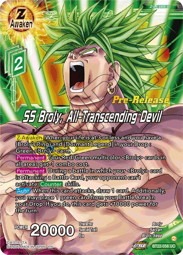 SS Broly, All-Transcending Devil (BT22-056) [Critical Blow Prerelease Promos] | Odin's Place