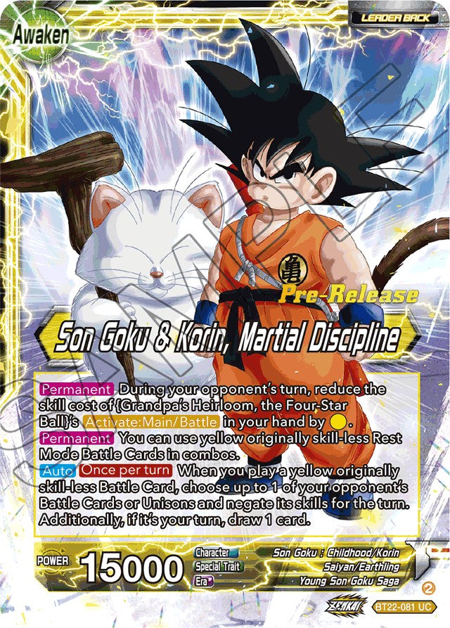 Son Goku // Son Goku & Korin, Martial Discipline (BT22-081) [Critical Blow Prerelease Promos] | Odin's Place