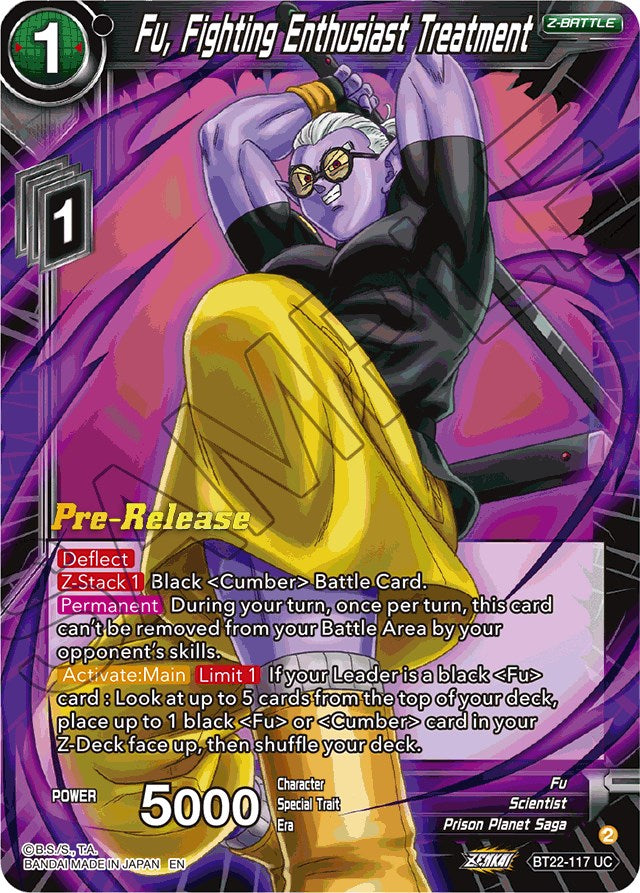 Fu, Fighting Enthusiast Treatment (BT22-117) [Critical Blow Prerelease Promos] | Odin's Place