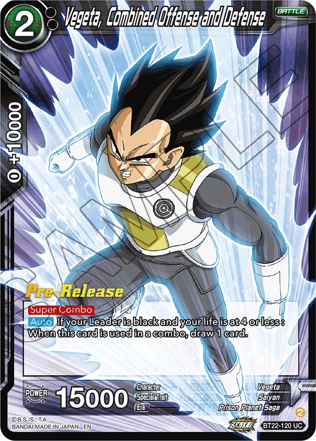 Vegeta, Combined Offense and Defense (BT22-120) [Critical Blow Prerelease Promos] | Odin's Place
