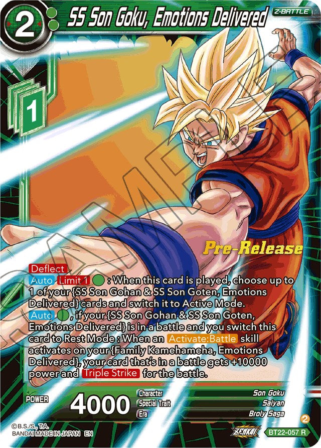 SS Son Goku, Emotions Delivered (BT22-057) [Critical Blow Prerelease Promos] | Odin's Place
