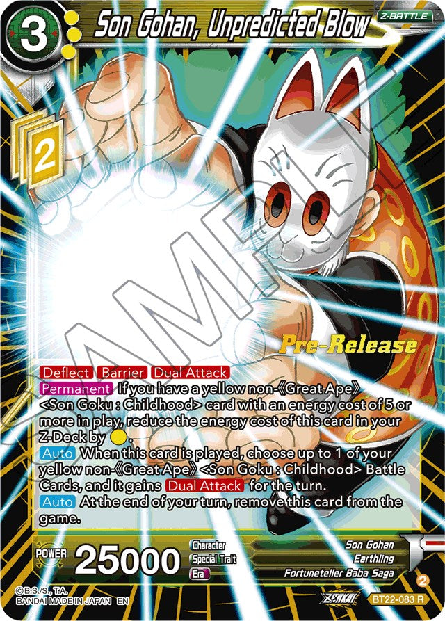 Son Gohan, Unpredicted Blow (BT22-083) [Critical Blow Prerelease Promos] | Odin's Place