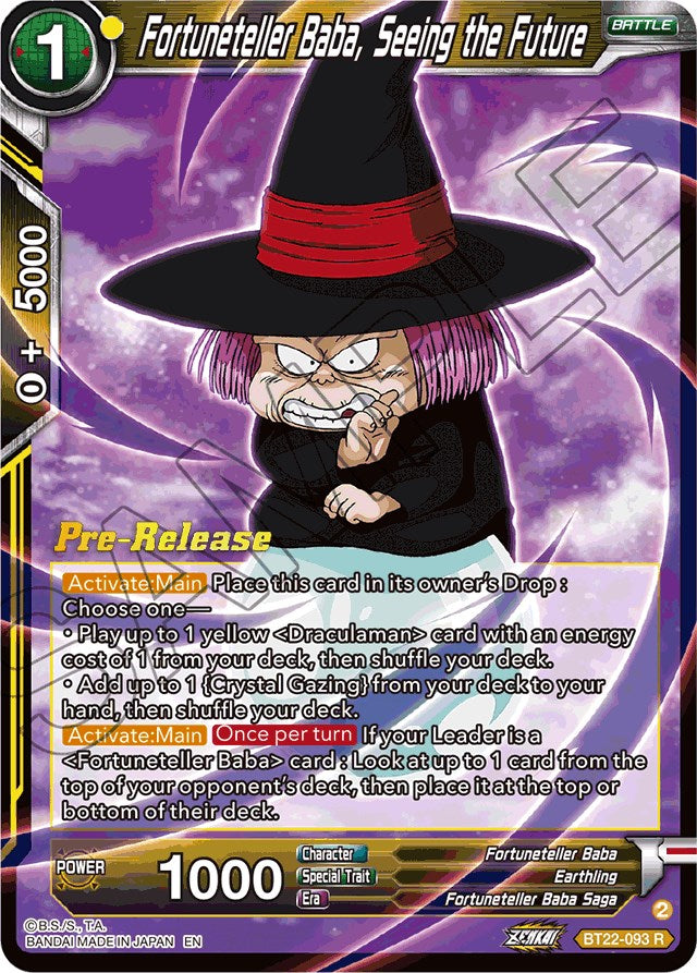 Fortuneteller Baba, Seeing the Future (BT22-093) [Critical Blow Prerelease Promos] | Odin's Place