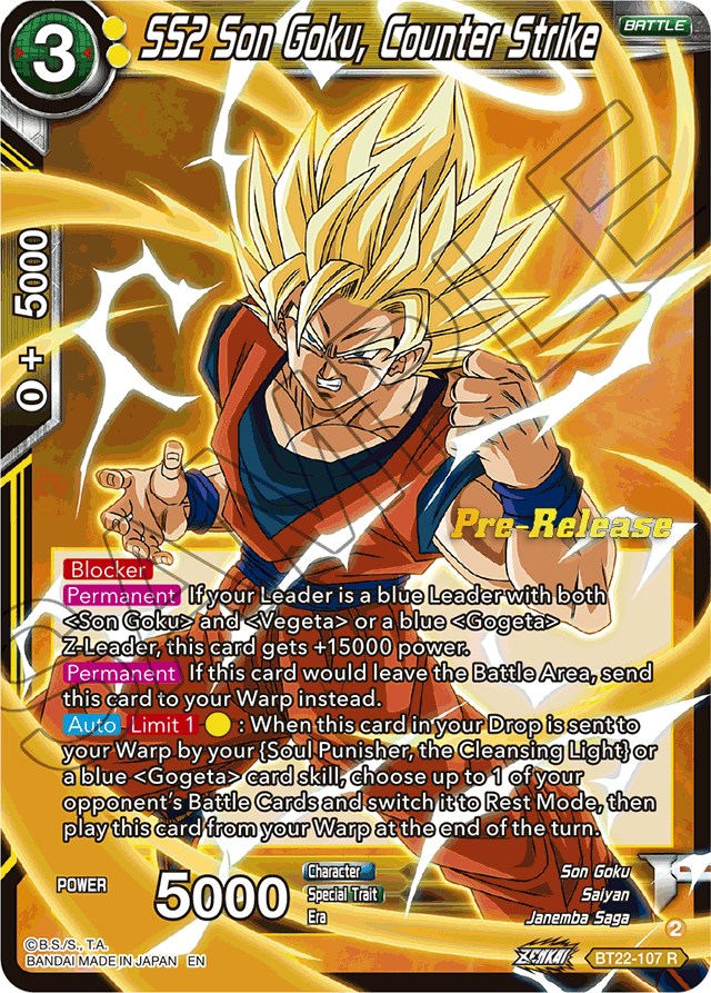 SS2 Son Goku, Counter Strike (BT22-107) [Critical Blow Prerelease Promos] | Odin's Place