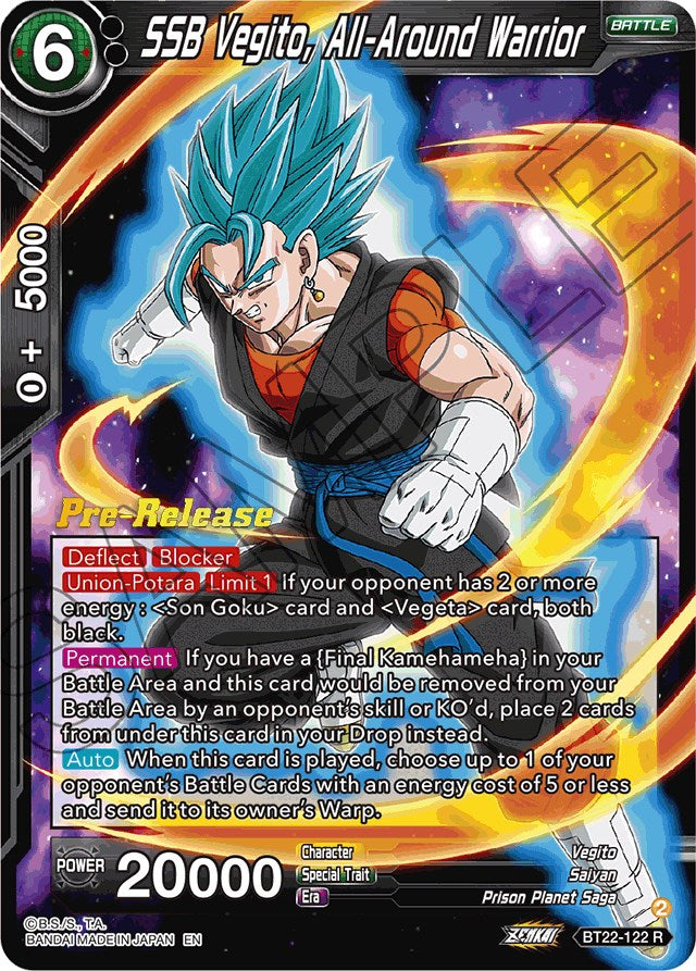 SSB Vegito, All-Around Warrior (BT22-122) [Critical Blow Prerelease Promos] | Odin's Place