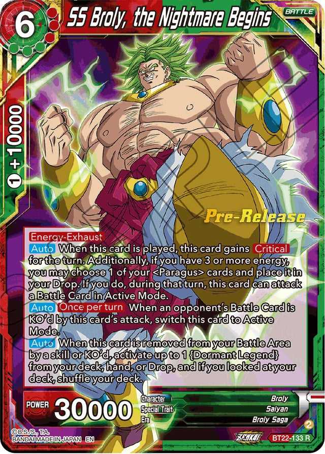 SS Broly, the Nightmare Begins (BT22-133) [Critical Blow Prerelease Promos] | Odin's Place